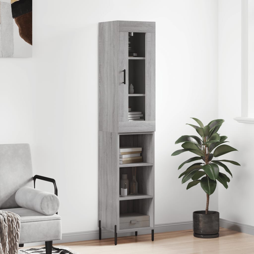 Berkfield Highboard Grey Sonoma 34.5x34x180 cm Engineered Wood