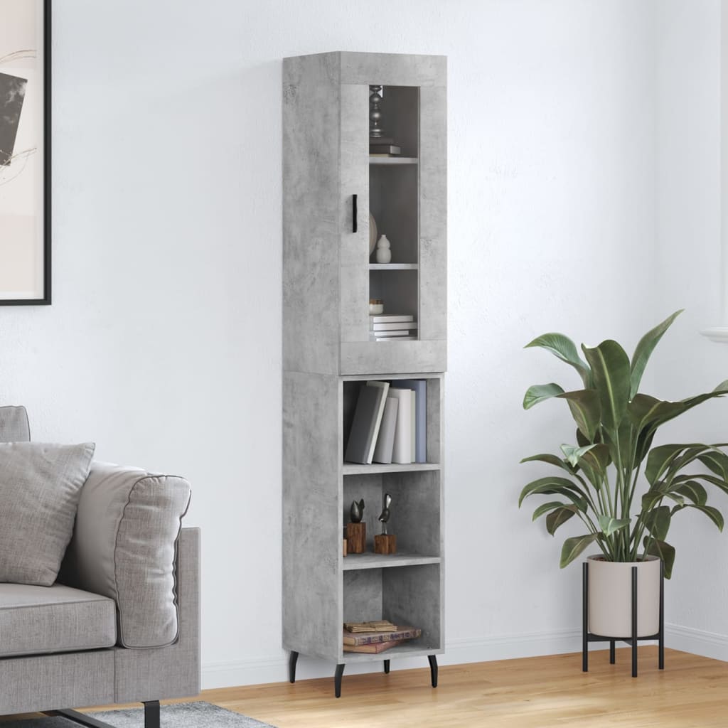 Berkfield Highboard Concrete Grey 34.5x34x180 cm Engineered Wood