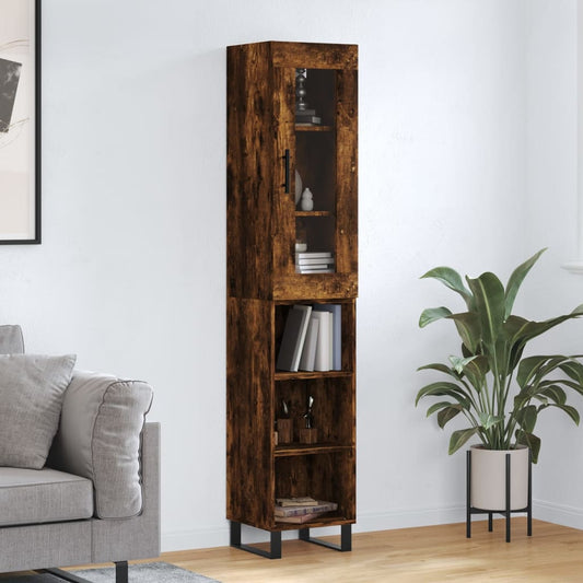 Berkfield Highboard Smoked Oak 34.5x34x180 cm Engineered Wood