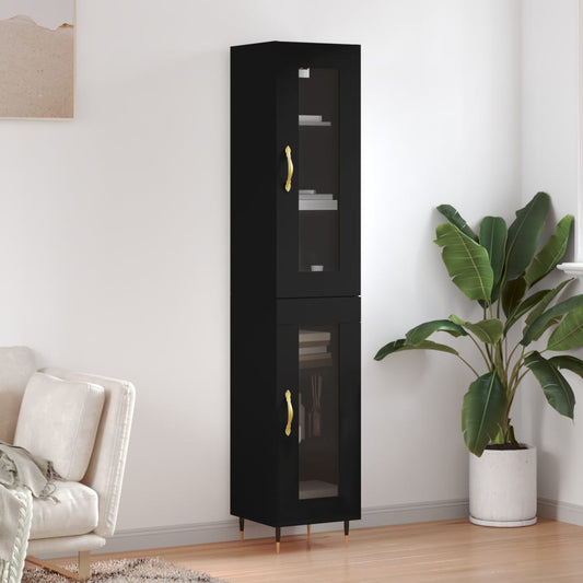 Berkfield Highboard Black 34.5x34x180 cm Engineered Wood