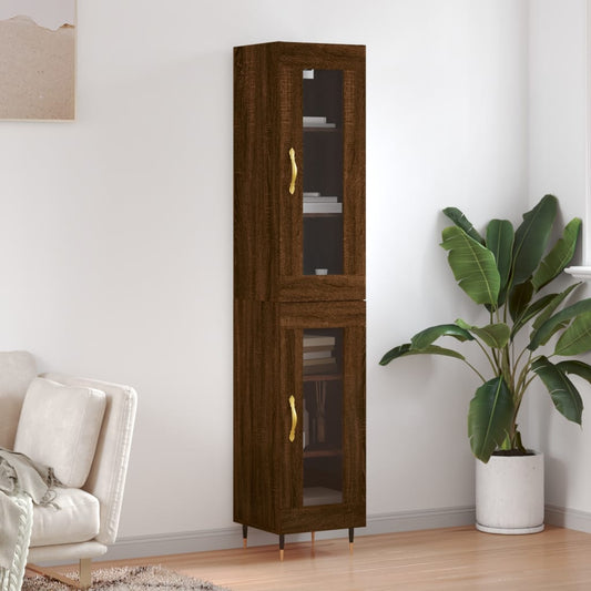 Berkfield Highboard Brown Oak 34.5x34x180 cm Engineered Wood