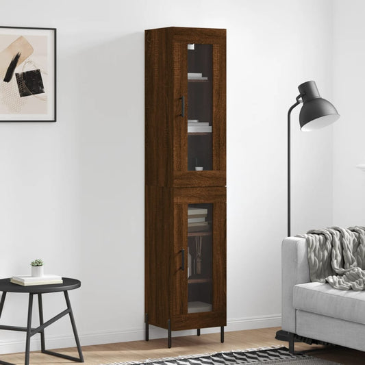 Berkfield Highboard Brown Oak 34.5x34x180 cm Engineered Wood