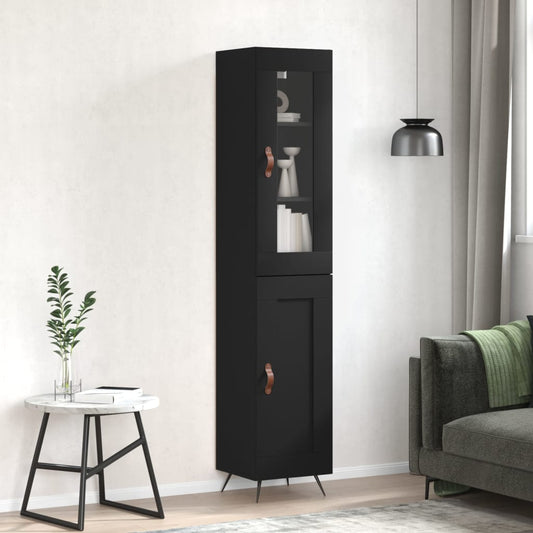 Berkfield Highboard Black 34.5x34x180 cm Engineered Wood