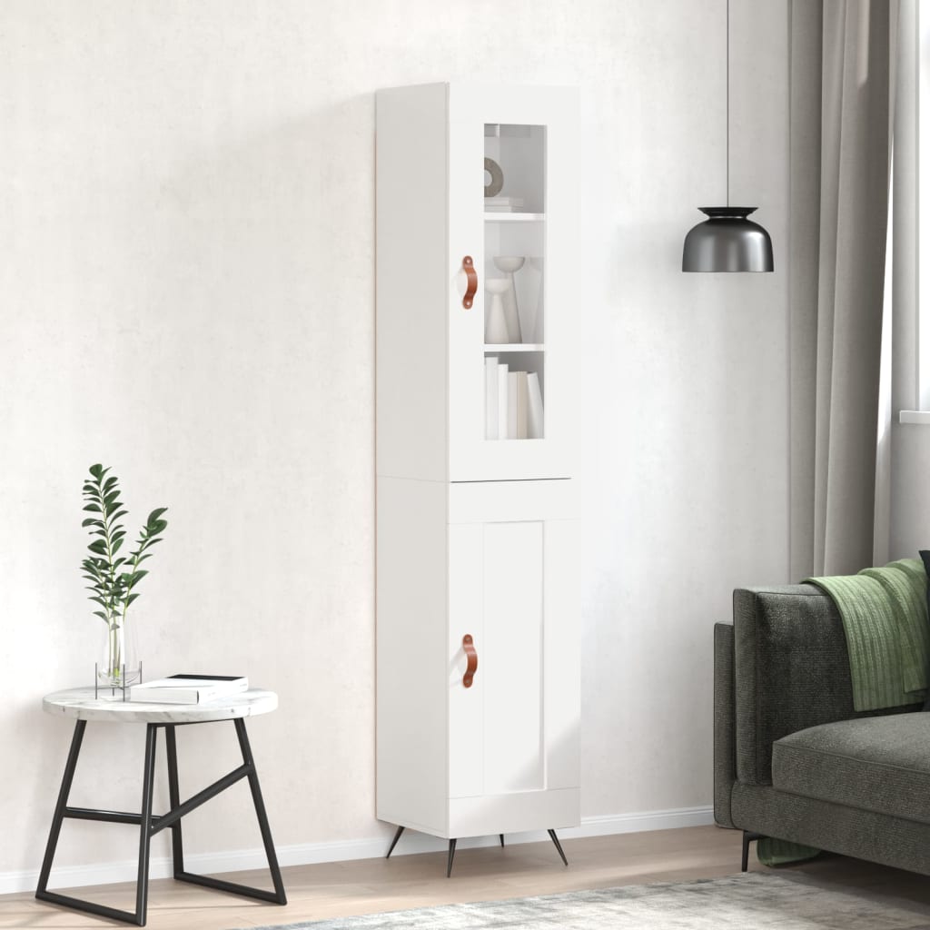 Berkfield Highboard High Gloss White 34.5x34x180 cm Engineered Wood