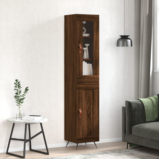 Berkfield Highboard Brown Oak 34.5x34x180 cm Engineered Wood