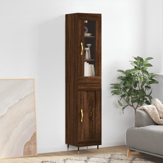 Berkfield Highboard Brown Oak 34.5x34x180 cm Engineered Wood