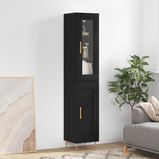 Berkfield Highboard Black 34.5x34x180 cm Engineered Wood