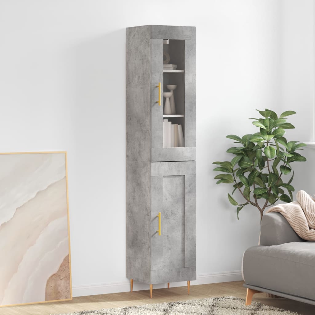 Berkfield Highboard Concrete Grey 34.5x34x180 cm Engineered Wood