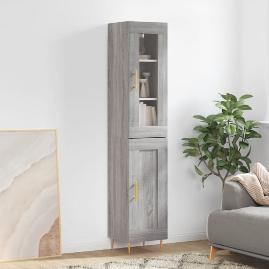 Berkfield Highboard Grey Sonoma 34.5x34x180 cm Engineered Wood