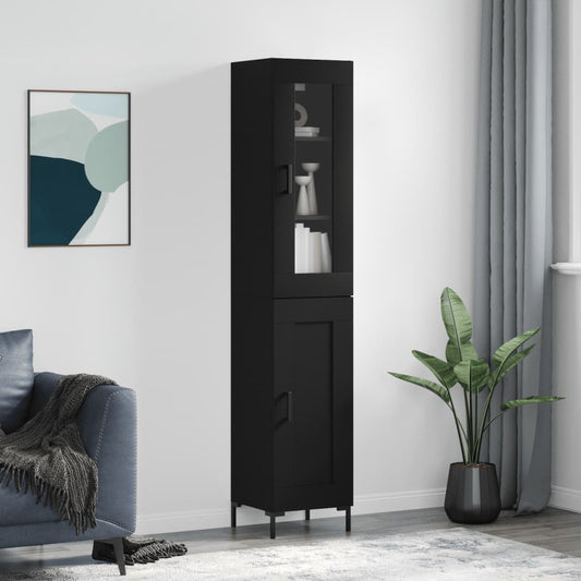 Berkfield Highboard Black 34.5x34x180 cm Engineered Wood