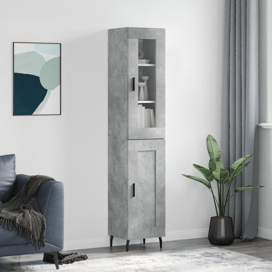 Berkfield Highboard Concrete Grey 34.5x34x180 cm Engineered Wood