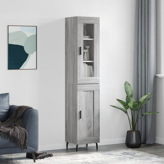 Berkfield Highboard Grey Sonoma 34.5x34x180 cm Engineered Wood
