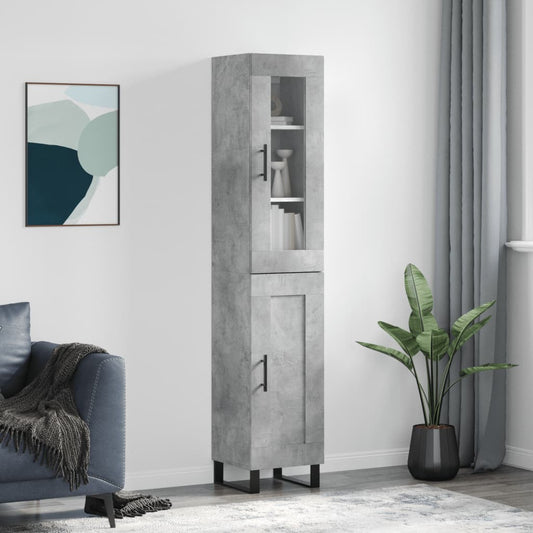 Berkfield Highboard Concrete Grey 34.5x34x180 cm Engineered Wood