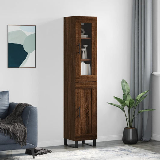 Berkfield Highboard Brown Oak 34.5x34x180 cm Engineered Wood