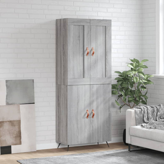 Berkfield Highboard Grey Sonoma 69.5x34x180 cm Engineered Wood