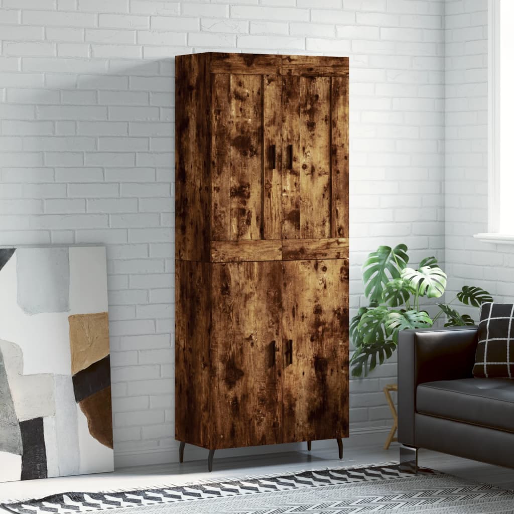 Berkfield Highboard Smoked Oak 69.5x34x180 cm Engineered Wood