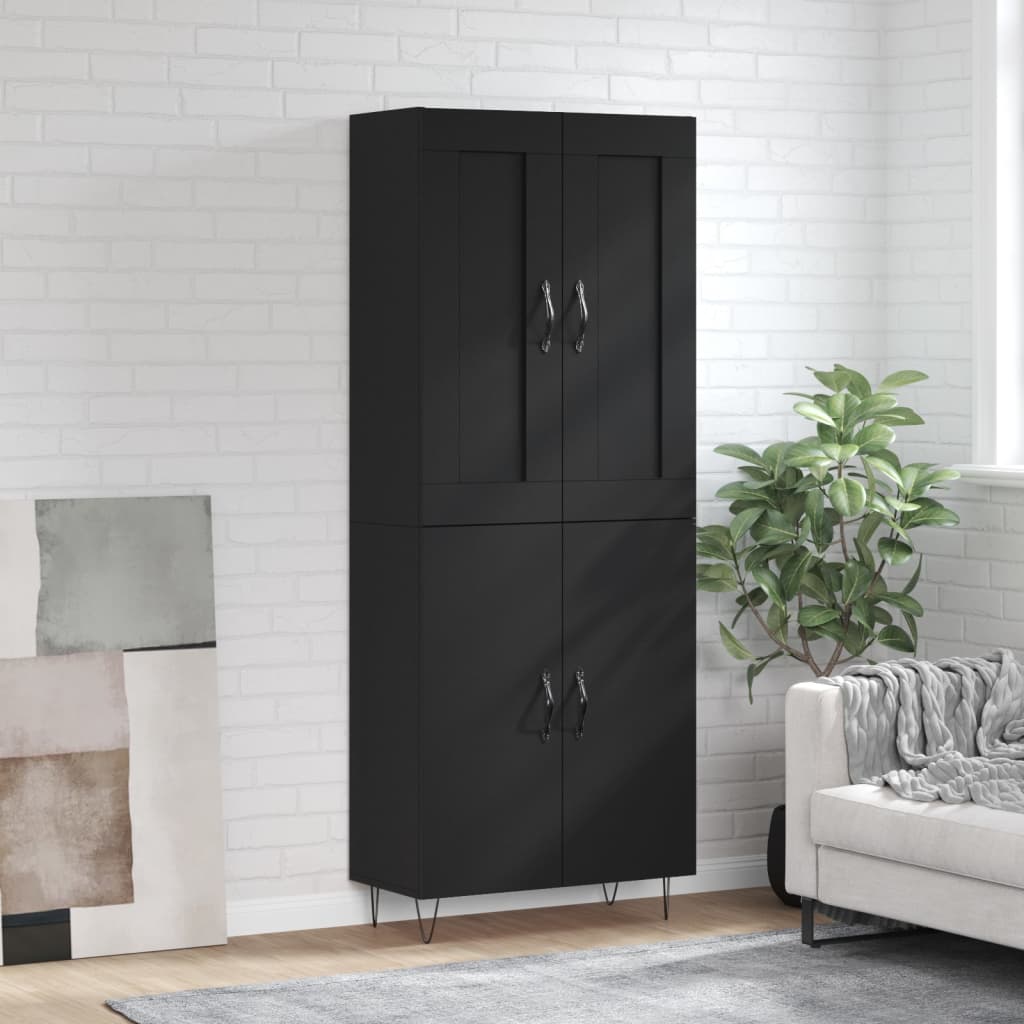 Berkfield Highboard Black 69.5x34x180 cm Engineered Wood