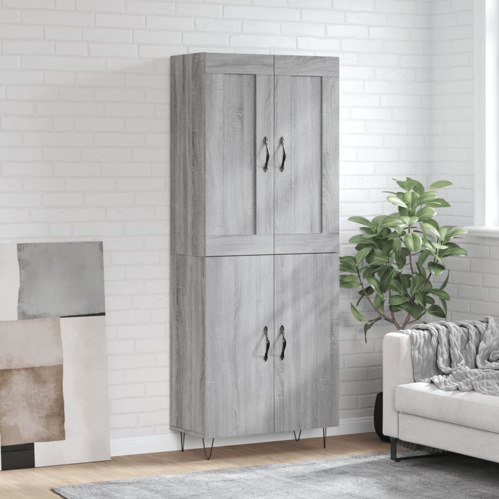 Berkfield Highboard Grey Sonoma 69.5x34x180 cm Engineered Wood