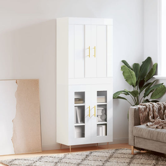 Berkfield Highboard High Gloss White 69.5x34x180 cm Engineered Wood
