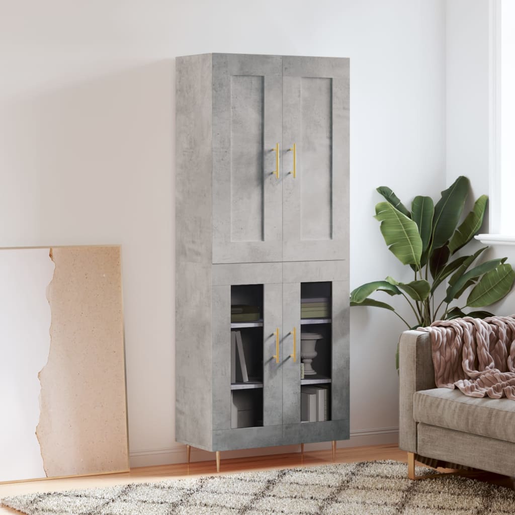 Berkfield Highboard Concrete Grey 69.5x34x180 cm Engineered Wood