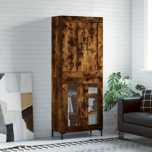 Berkfield Highboard Smoked Oak 69.5x34x180 cm Engineered Wood