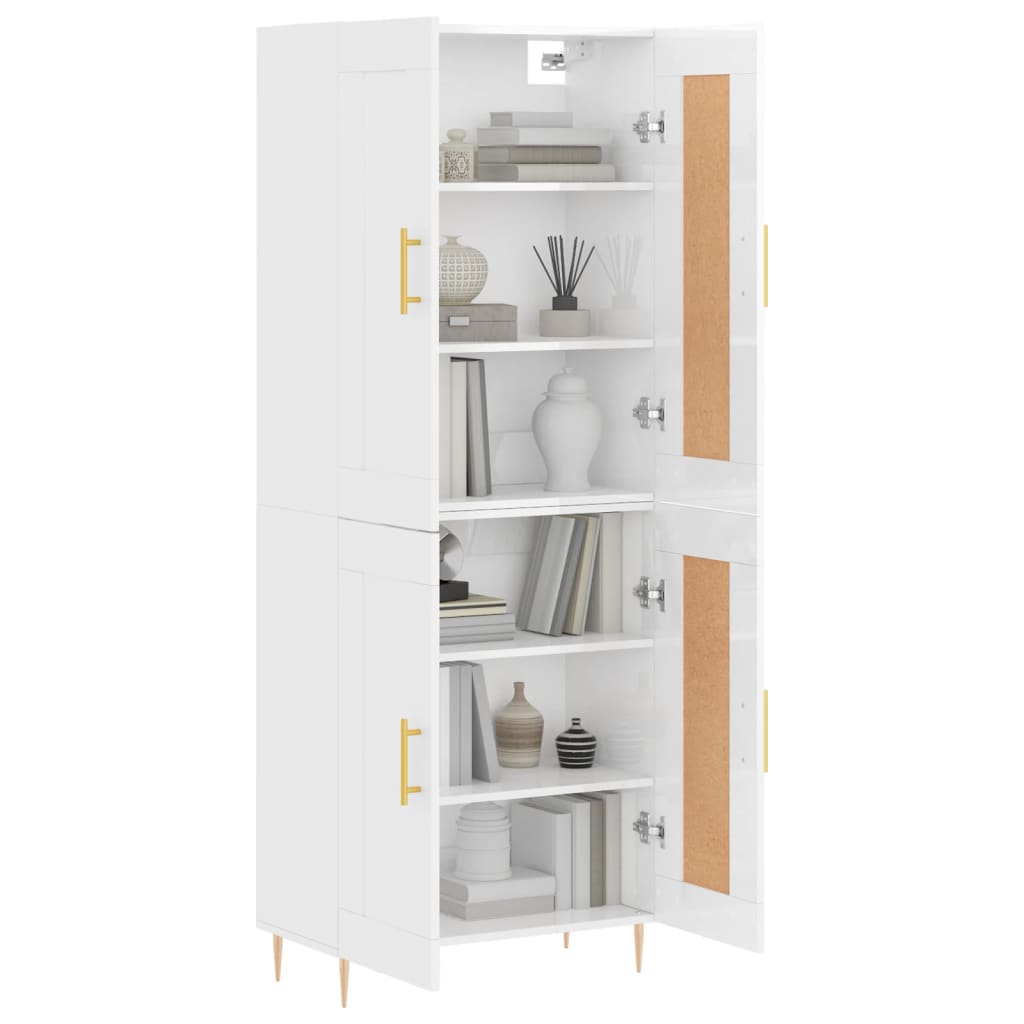 Berkfield Highboard High Gloss White 69.5x34x180 cm Engineered Wood