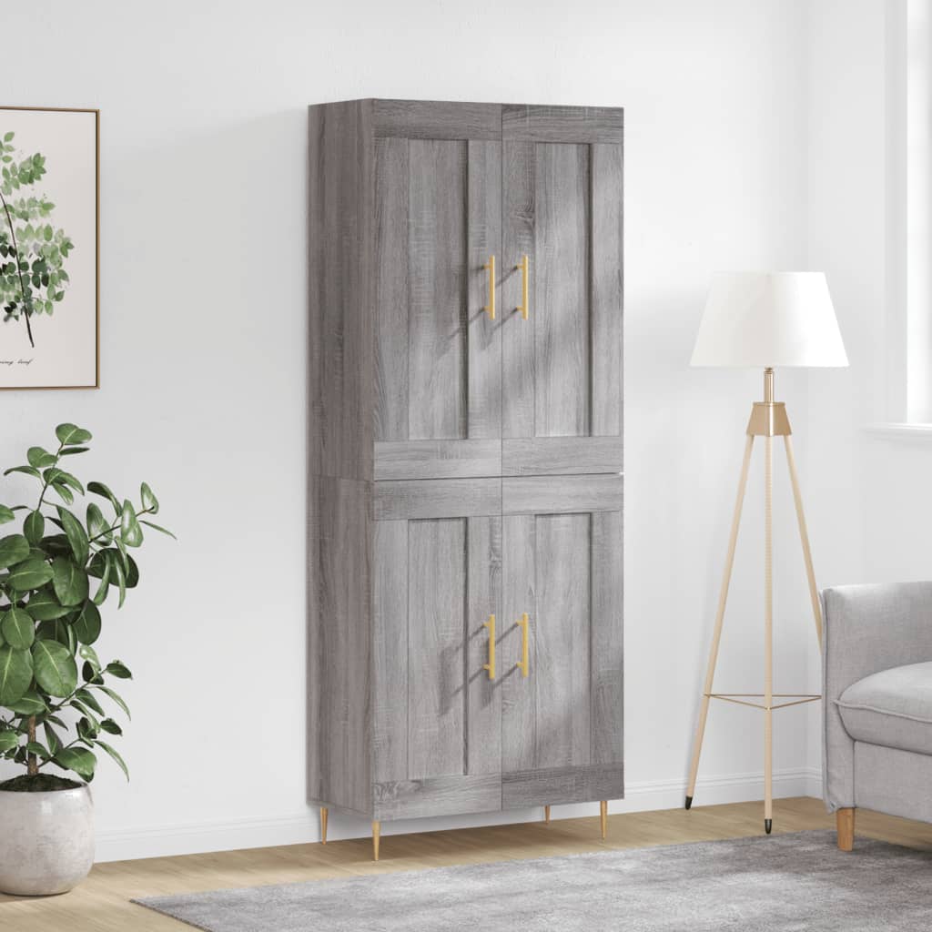 Berkfield Highboard Grey Sonoma 69.5x34x180 cm Engineered Wood