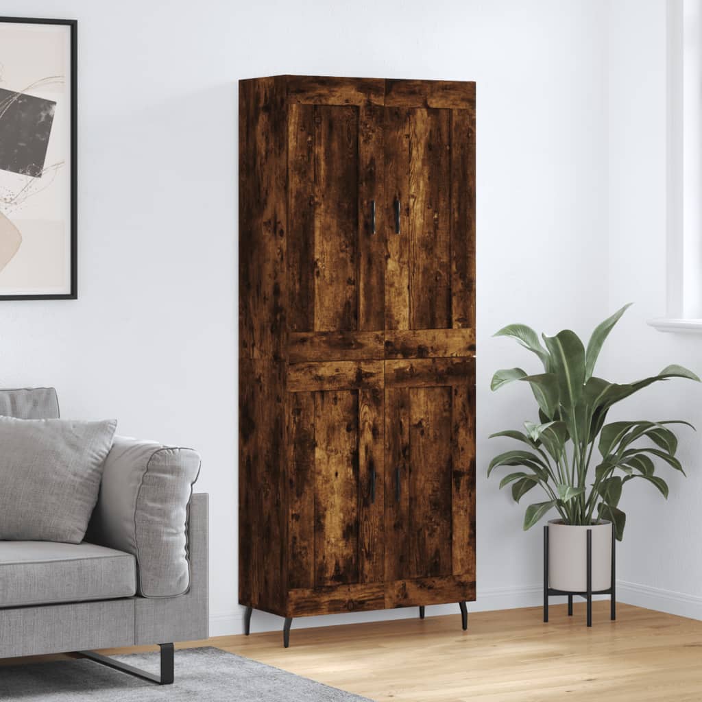 Berkfield Highboard Smoked Oak 69.5x34x180 cm Engineered Wood