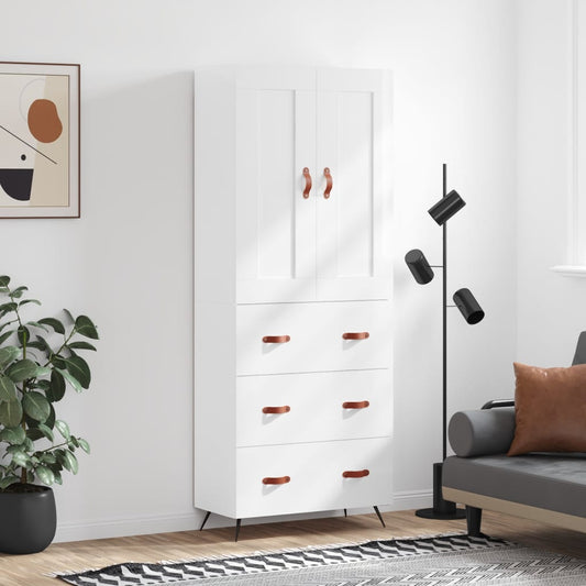 Berkfield Highboard High Gloss White 69.5x34x180 cm Engineered Wood