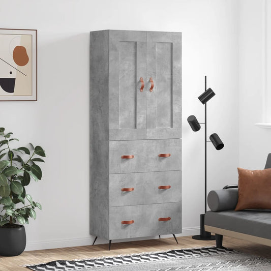 Berkfield Highboard Concrete Grey 69.5x34x180 cm Engineered Wood