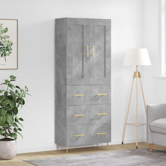 Berkfield Highboard Concrete Grey 69.5x34x180 cm Engineered Wood
