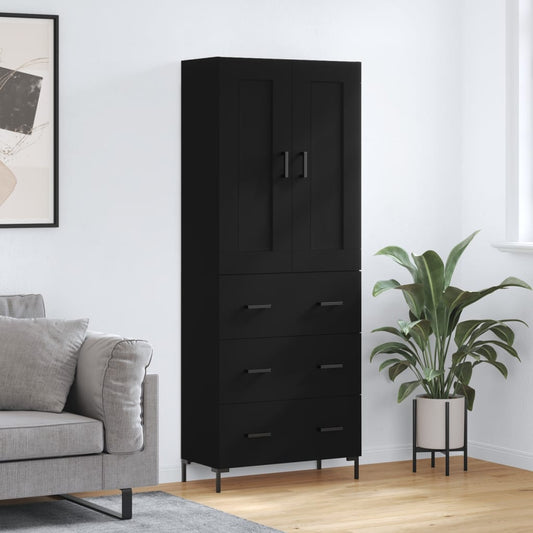 Berkfield Highboard Black 69.5x34x180 cm Engineered Wood