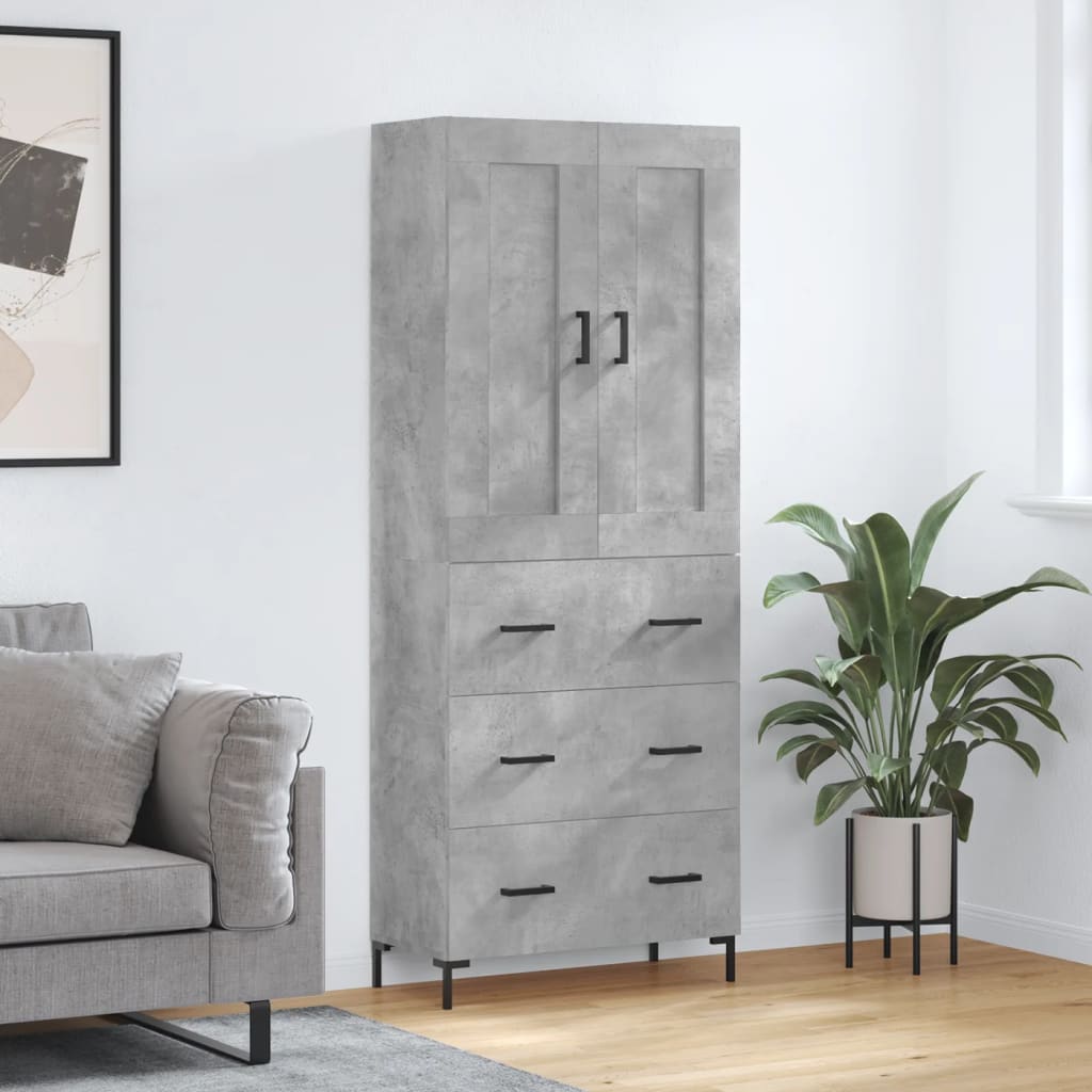 Berkfield Highboard Concrete Grey 69.5x34x180 cm Engineered Wood