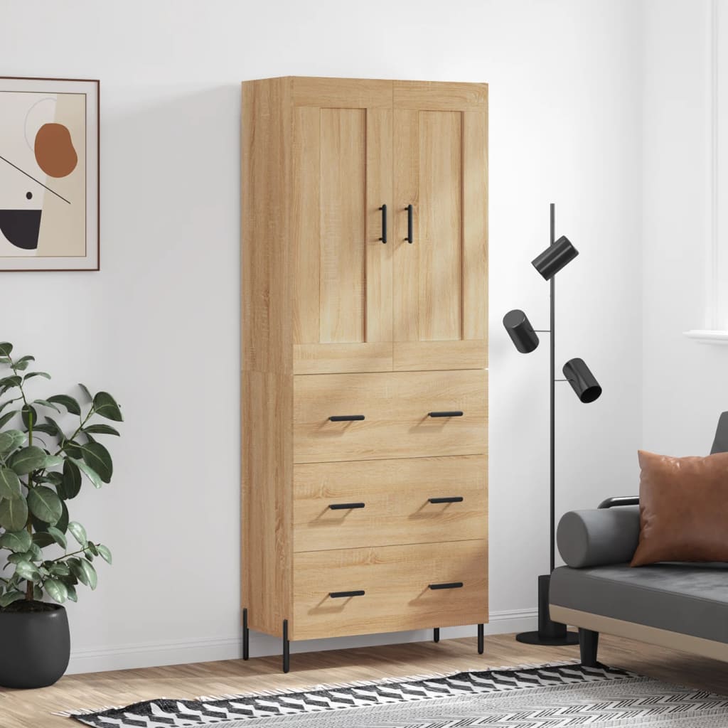 Berkfield Highboard Sonoma Oak 69.5x34x180 cm Engineered Wood