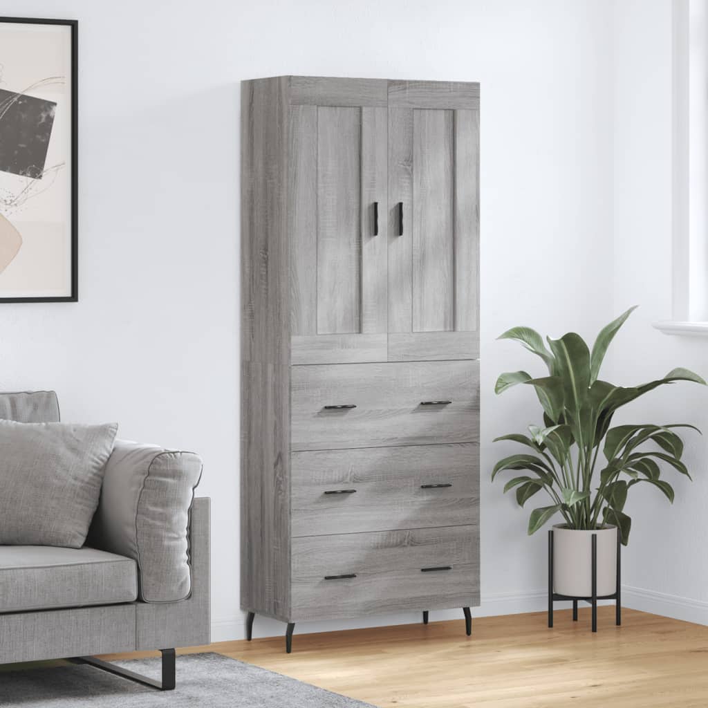 Berkfield Highboard Grey Sonoma 69.5x34x180 cm Engineered Wood