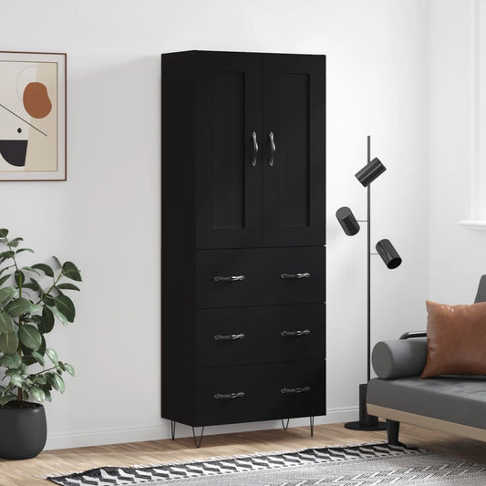 Berkfield Highboard Black 69.5x34x180 cm Engineered Wood