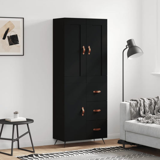 Berkfield Highboard Black 69.5x34x180 cm Engineered Wood
