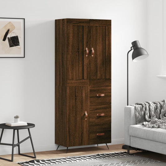 Berkfield Highboard Brown Oak 69.5x34x180 cm Engineered Wood