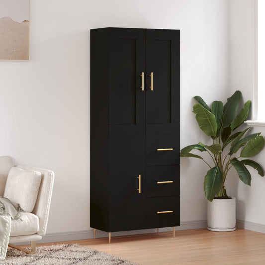 Berkfield Highboard Black 69.5x34x180 cm Engineered Wood