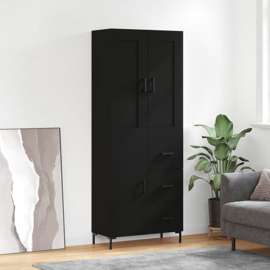 Berkfield Highboard Black 69.5x34x180 cm Engineered Wood
