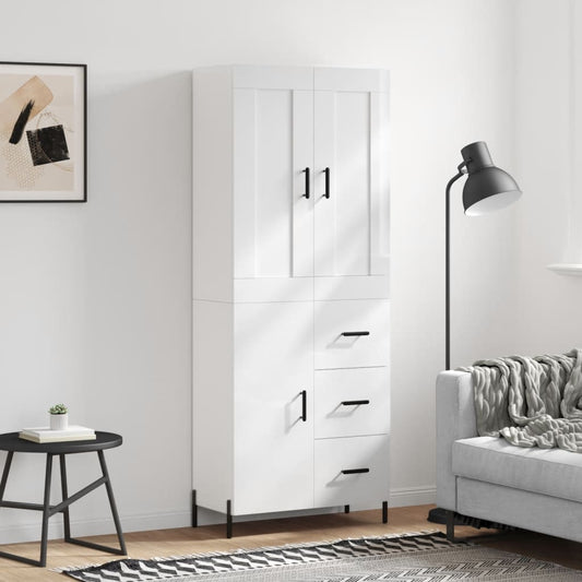 Berkfield Highboard High Gloss White 69.5x34x180 cm Engineered Wood