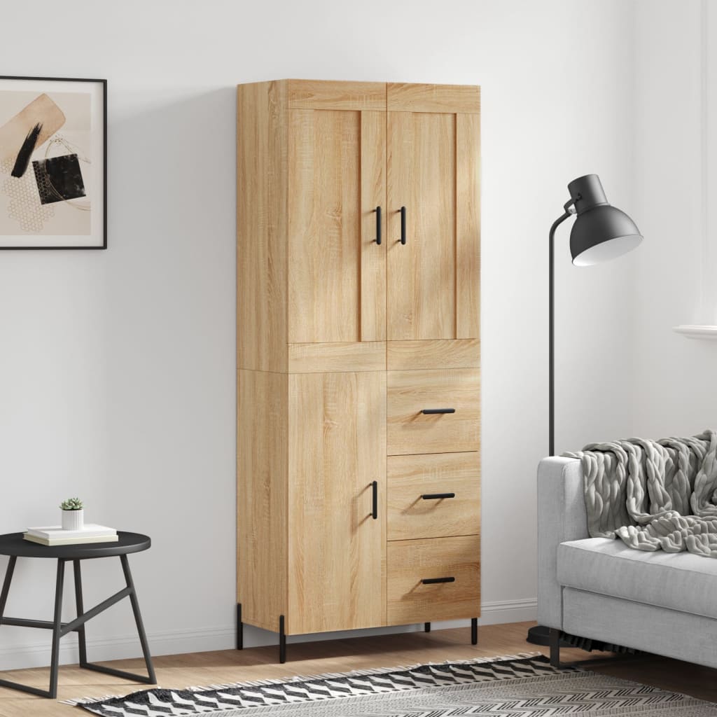 Berkfield Highboard Sonoma Oak 69.5x34x180 cm Engineered Wood