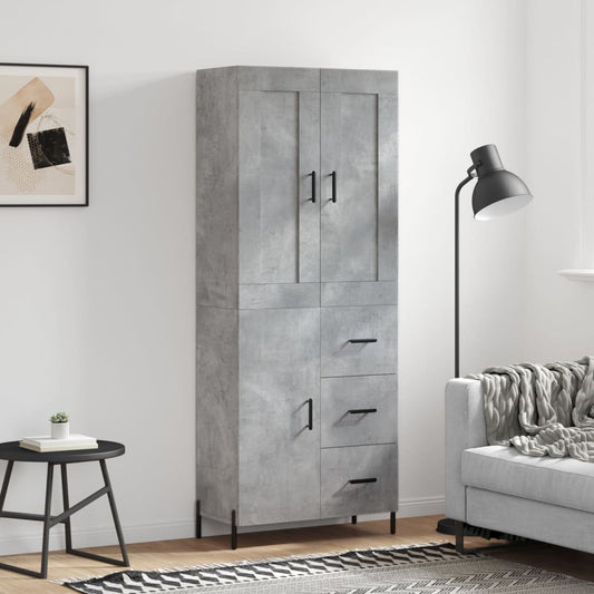 Berkfield Highboard Concrete Grey 69.5x34x180 cm Engineered Wood