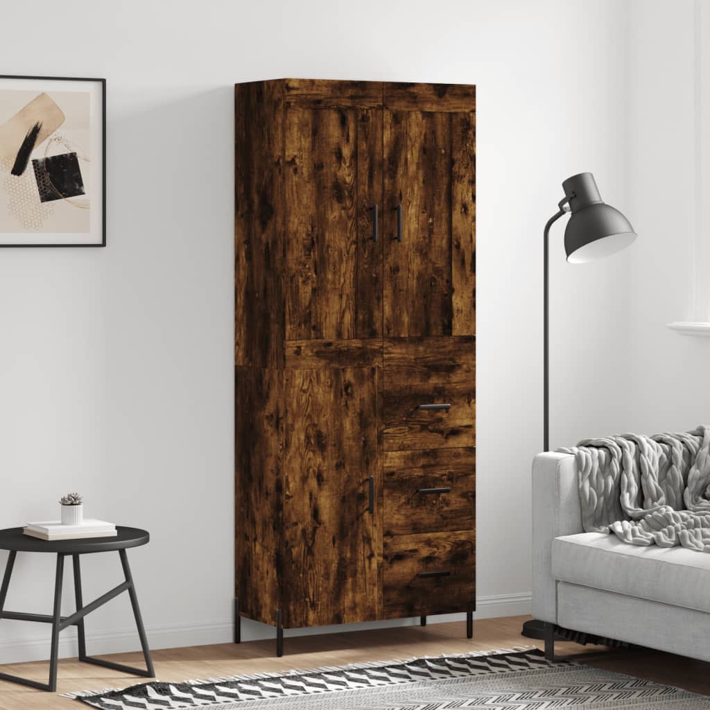 Berkfield Highboard Smoked Oak 69.5x34x180 cm Engineered Wood