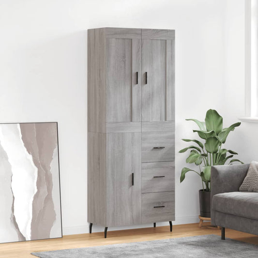 Berkfield Highboard Grey Sonoma 69.5x34x180 cm Engineered Wood