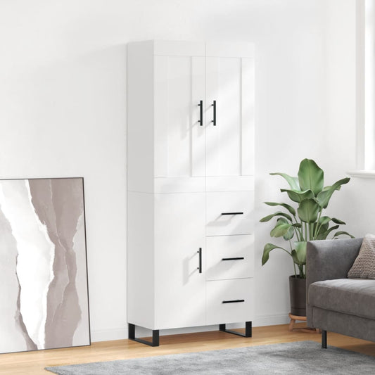 Berkfield Highboard High Gloss White 69.5x34x180 cm Engineered Wood