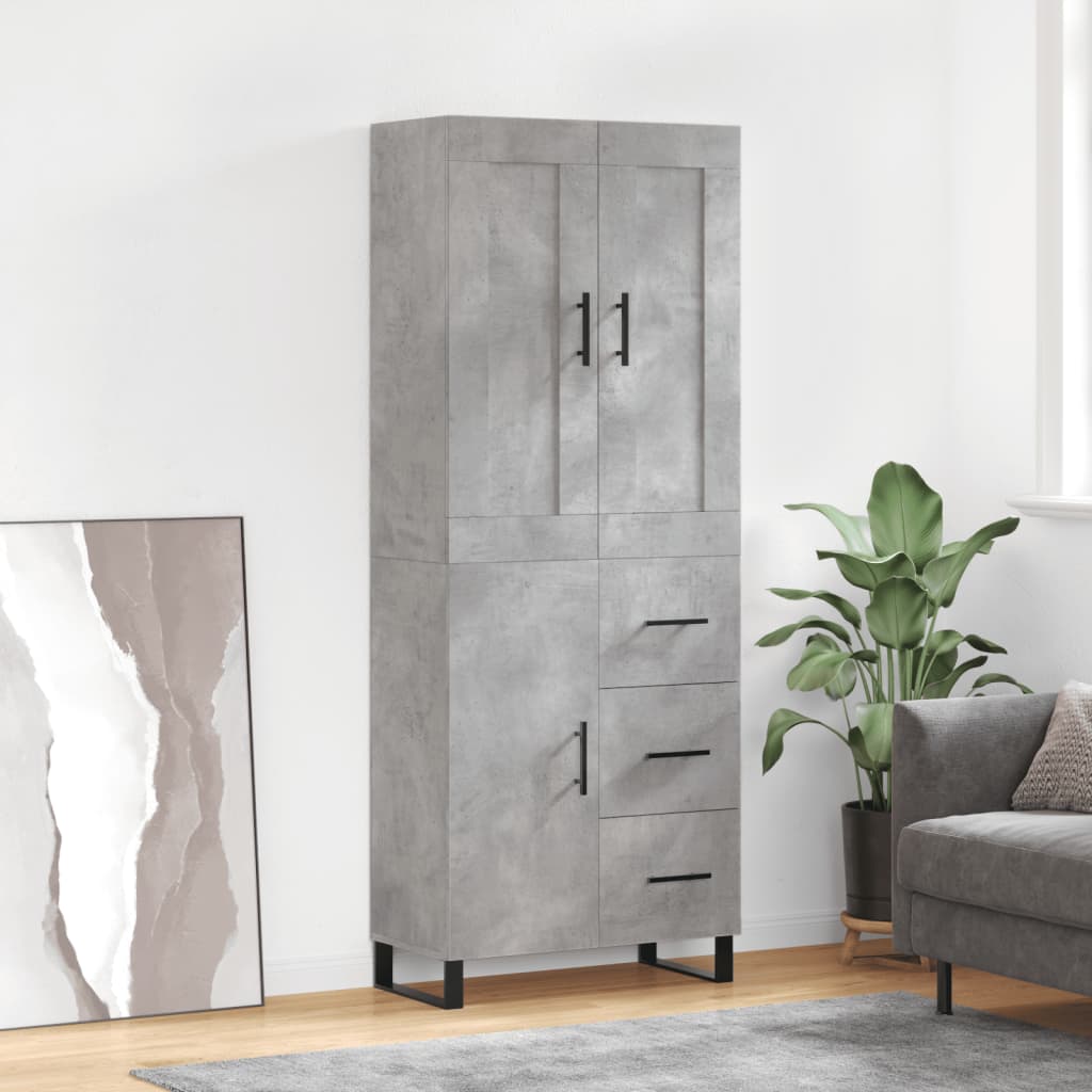 Berkfield Highboard Concrete Grey 69.5x34x180 cm Engineered Wood