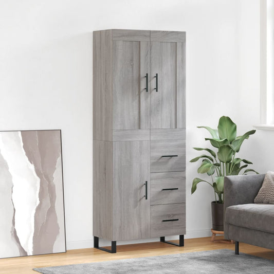 Berkfield Highboard Grey Sonoma 69.5x34x180 cm Engineered Wood