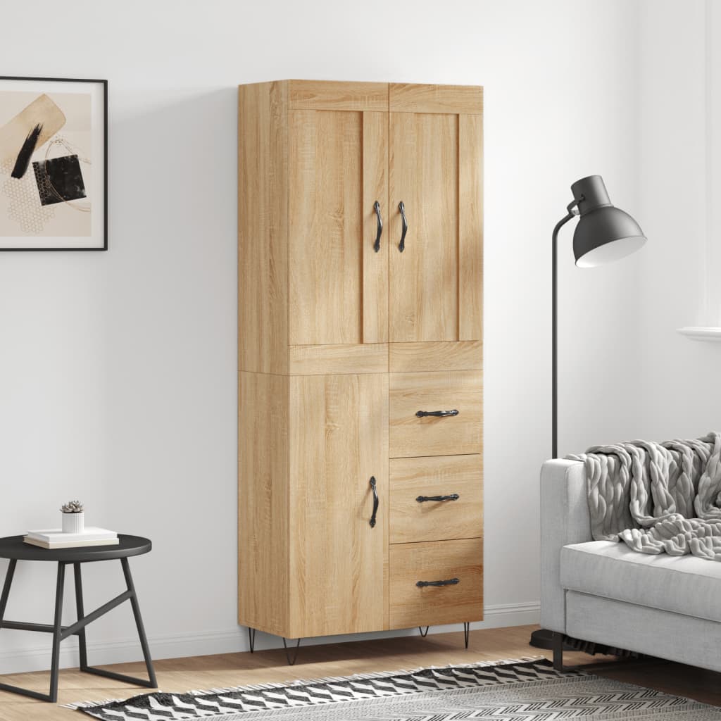 Berkfield Highboard Sonoma Oak 69.5x34x180 cm Engineered Wood