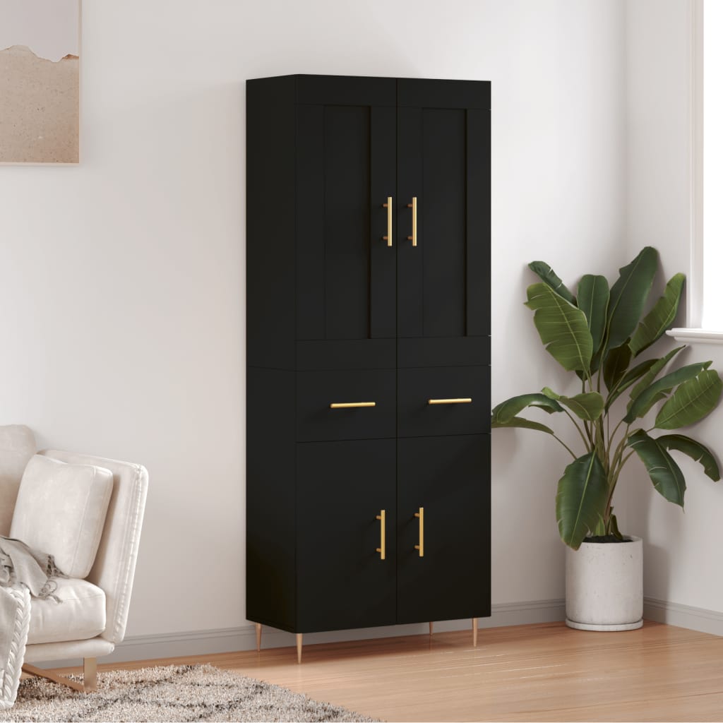 Berkfield Highboard Black 69.5x34x180 cm Engineered Wood